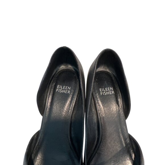 Eileen Fisher Lily Half D'Orsay Leather Black Pumps Women's Size 7.5 - Picture 7 of 13